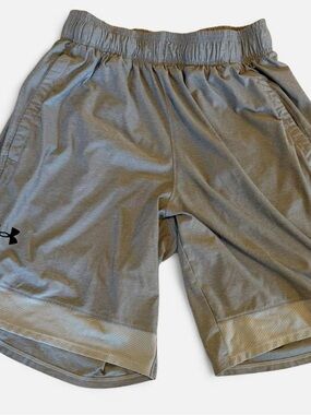 Under Armour S Gray Black Logo Drawstring Casual Basic Active Shorts